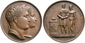 Frankreich-Königreich. Napoleon I. 1804-1815. Bronzemedaille 1810 von Andrieu und Jouannin, auf die Heirat Napoleons mit Marie Louise von Österreich. ...