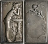 Frankreich-Königreich. Dritte Republik. Mattierte Silberplakette o.J. (1898) von D. Dupuis. Nach rechts stehende, unbekleidete weibliche Gestalt (Chlo...