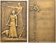 Frankreich-Königreich. Dritte Republik. Bronzeplakette o.J. (1900) von D. Dupuis und A. Lechevrel, auf die Nationalheilige Jeanne d'Arc (1412- 1431, d...
