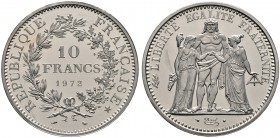 Frankreich-Königreich. Fünfte Republik seit 1958. 10 Francs - Dickabschlag (PIEDFORT) in PLATIN 1972. Nach dem Modell von A. Dupré. Herkulesgruppe. Mi...