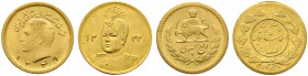 Iran-Kadjaren-Dynastie. Sultan Ahmad Shah AH 1327-1344 / AD 1909-1925. Lot (2 Stücke): 5.000 Dinars (1/2 Toman ) AH 1334 (KM 1071, Fr. 85. 1,43 g). Da...