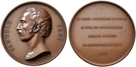 Italien. Bronzemedaille 1853 von G. Ferraris (nach einem Modell von A. Hautmann), auf den Tod des Zeichners, Kupferstechers und Lithographen Samuele J...