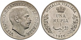 Italien-Königreich. Victor Emanuel III. 1900-1946. Una Rupia 1915 -Rom-. Für SOMALIA. Pagani 962, Gigante 5.
 Prachtexemplar, fast Stempelglanz