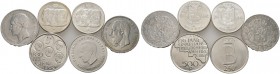 35 Stücke: BELGIEN. Silbermünzen 1850-ca. 1980 zu 5 Francs (13x 19. Jh.), 50, 100, 250 und 500 Francs sowie 6x Cu/Ni zu 5 und 10 Francs.
 sehr schön,...