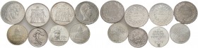 39 Stücke: FRANKREICH. Sammlung entsprechender Silbermünzen von Napoleon I. bis 1986.
 sehr schön, vorzüglich, Stempelglanz