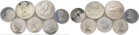 92 Stücke: Sammlung GROSSBRITANNIEN und COMMONWEALTH sowie ANDORRA. Silbermünzen aus den 1970er und 80er Jahren des 20. Jahrhunderts.
 im Münzschuber...
