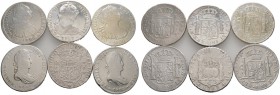 36 Stücke: MEXIKO - Silbermünzen zu 8 Reales 1749, 1767, 1772, 1787, 1791, 1794-1800, 1801 (2x), 1802-1805, 1807-1809, 1809 mit chinesischen Chopmarks...