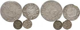 4 Stücke: SCHWEIZ. BERN, Rollbatzen o.J. (15. Jh.); SCHAFFHAUSEN; Groschen 1576; CHUR-Bistum, einseitiger Pfennig o.J. (um 1700/20) sowie REICHENAU, e...