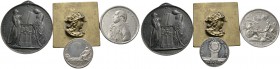 4 Stücke: Italien, einseitige Bronzeplakette o.J. (um 1900) mit Büste der Pallas Athene im Hochrelief (53 x 53 mm); Schweiz-Genf, einseitige Eisenguss...