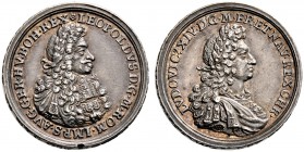 Haus Habsburg. Leopold I. 1657-1705. Kleine Silbermedaille 1697 von Chr. Wermuth, auf den Frieden von Rijswijk. Belorbeertes Brustbild des Kaisers nac...