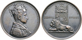 Haus Österreich. Ferdinand I., Kaiser von Österreich 1835-1848. Dunkel getönte Bronzemedaille 1836 von I.D. Boehm, auf die böhmische Krönung zu Prag. ...