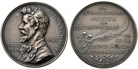 Haus Österreich. Franz Josef I., Kaiser von Österreich 1848-1916. Mattierte Silbermedaille 1893 von F.X. Pawlik und A. Neudeck, auf das 25-jährige Kün...