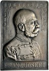 Haus Österreich. Franz Josef I., Kaiser von Österreich 1848-1916. Einseitige, mattierte Silberplakette 1898 von Lauer, auf das 50-jährige Regierungsju...