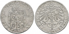 Salzburg, Erzbistum. Johann Jakob Khuen von Belasi 1560-1586. Guldentaler zu 60 Kreuzer 1578. Mit Titulatur Kaiser Rudolf II. Zöttl 641, Probszt 584, ...