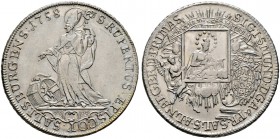 Salzburg, Erzbistum. Sigismund III. von Schrattenbach 1753-1771. Taler 1758. Mit dem Gnadenbild von Maria Plan. Zöttl 2972, Probszt 2277, Dav. 1250.
...