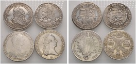 Lots. 4 Stücke: Erzherzog Ferdinand, Taler o.J. -Hall- mit älteren Gesichtszügen; Erzherzog Maximilian, Taler 1615 -Hall-; Maria Theresia, Madonnental...