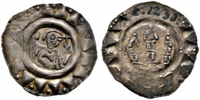 Augsburg, Bistum. Hartwig I. von Lierheim 1167-1184. Dünnpfennig. Engelsbüste nach halbrechts, mit beiden Händen einen Kreuzstab haltend. Wulstreif, u...