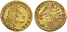 Bayern. Maximilian II. Emanuel 1679-1726. 1/2 Max d'or 1722 -München-. Hahn 204, Witt. 1638, Fr. 227. 3,24 g
 gutes sehr schön