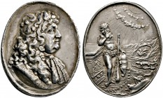 Brandenburg-Preußen. Friedrich Wilhelm 1640-1688. Hochovale Silbermedaille 1668 von Johann Höhn, auf Ernst Bogislaus von Croy (gest. 1684) - brandenbu...