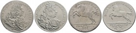 Braunschweig-Calenberg-Hannover. Ernst August 1679-1698. Lot (2 Stücke): Gulden zu 2/3 Taler 1693 und 1697 -Clausthal-. Welter 1969, Dav. 397.
 sehr ...