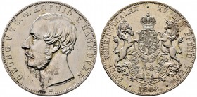 Braunschweig-Calenberg-Hannover. Georg V. 1851-1866. Doppelter Vereinstaler 1862 B. AKS 143, J. 97, Thun 175, Kahnt 245.
 leicht fleckige Patina, min...