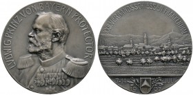 Frankenthal, Stadt. Mattierte Silbermedaille 1907 unsigniert, auf das 22. Verbandsschießen Baden-Mittelrhein-Pfalz zu Frankenthal. Stadtansicht, unten...