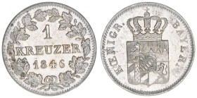 Ludwig I. 1825-1848
Bayern. 1 Kreuzer, 1846. 0,81g
AKS 88
stfr