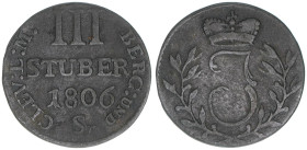 Joachim 1806-1808
Berg-Jülich. 3 Stüber, 1806. 1,71g
AKS 12
ss