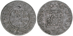 Karl 1670-1730
Hessen-Kassel. 1/8 Taler, 1693. 4,00g
Schütz 1334
ss-