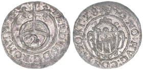 Graf Hugo IV. 1624-1629
Montfort. 1/2 Batzen, (16)28. 1,04g
Ebner 85
vz-