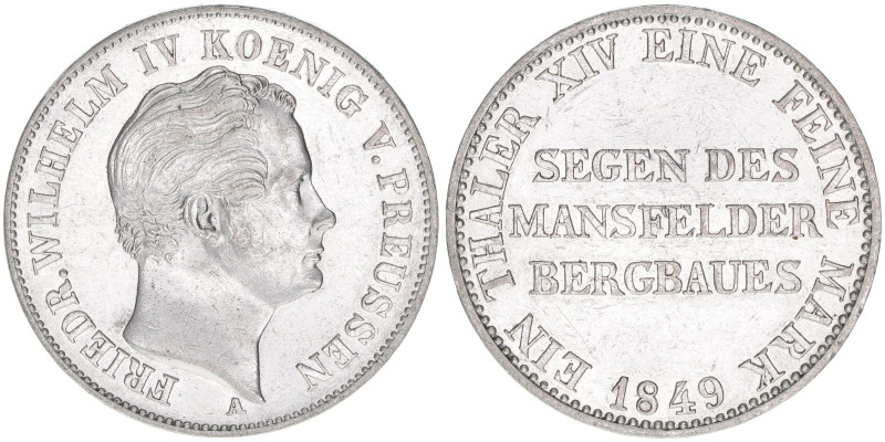 Friedrich Wilhelm IV. 1840-1861
Preussen. Ausbeutetaler Mansfeld, 1849 A. 22,21g...