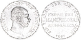 Wilhelm I. 1861-1888
Preussen. Ausbeutetaler Mansfeld, 1861 A. 18,49g
AKS 98
ss/vz