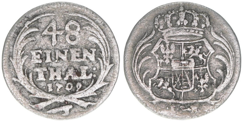 Friedrich August I. 1694-1733
Sachsen - Albertinische Linie. 1/48 Taler, 1709. 1...