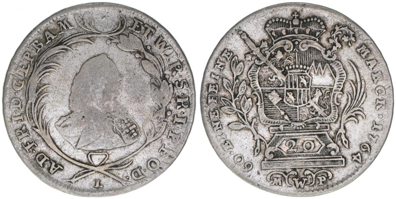 Adam Friedrich von Seinsheim 1757-1779
Würzburg. 20 Kreuzer, 1764. 6,50g
Schön 1...