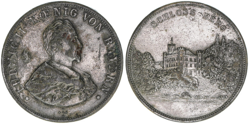 Ludwig II. 1864-1886
Bayern. Medaille, ohne Jahr. Schloss Berg von Lauer
München...