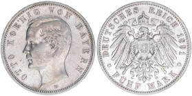 Otto 1886-1913
Bayern. 5 Mark, 1891 D. 27,57g
J.46
ss