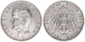 Otto 1886-1913
Bayern. 3 Mark, 1909 D. 16,58g
J.47
ss/vz