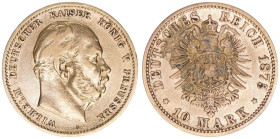 Wilhelm I. 1861-1888
Preussen. 10 Mark, 1875 A. Gold
3,93g
AKS 112
ss
