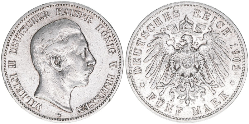 Wilhelm II. 1888-1918
Preussen. 5 Mark, 1902 A. 27,67g
J.104
ss-