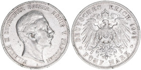 Wilhelm II. 1888-1918
Preussen. 5 Mark, 1903 A. 27,62g
J.104
ss-