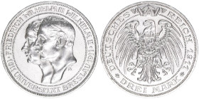 Wilhelm II. 1888-1918
Preussen. 3 Mark, 1911 A. anlässlich des 100jährigen Bestehens der Universität Breslau
16,65g
AKS 138
vz+