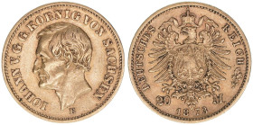Johann 1854-1873
Sachsen. 20 Mark, 1873 E. 7,91g
J.259
ss/vz