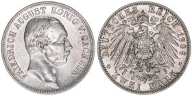 Friedrich August III. 1904-1918
Sachsen. 2 Mark, 1906 E. 11,09g
J.134
vz+