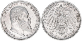Wilhelm II. 1891-1918
Württemberg. 3 Mark, 1910 F. 16,63g
J.175
vz-