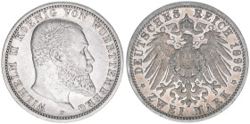 Wilhelm II. 1888-1918
Württemberg. 2 Mark, 1896 F. 11,01g
J.174
ss+