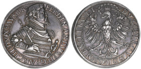 Erzherzog Ferdinand 1564-1595
Doppeltaler, ohne Jahr. selten
Hall
57,38g
MT 313
ss/vz