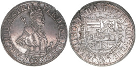 Erzherzog Ferdinand 1564-1595
Guldentaler zu 60 Kreuzer, 1575. mit dem Goldenen Vlies - selten
Hall
24,47g
Hahn 27, MT -
ss/vz