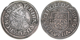 Erzherzog Ferdinand 1564-1595
Halbbatzen, 1569. sehr selten
Mühlau
1,28g
MT 182
vz