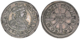 Erzherzog Ferdinand 1564-1595
1 Kreuzer, 1568. sehr selten
Mühlau
0,94g
MT 187 var.
vz+