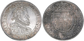 Rudolph II. 1576-1608
Taler, 1603. selten - Variante mit geflügelter Figur auf der Harnischbrust
Hall
28,78g
MT R64
stfr